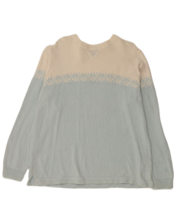 Eddie Bauer Γυναικείο πουλόβερ με λαιμόκαυστο UK 16 Large Blue Colourblock