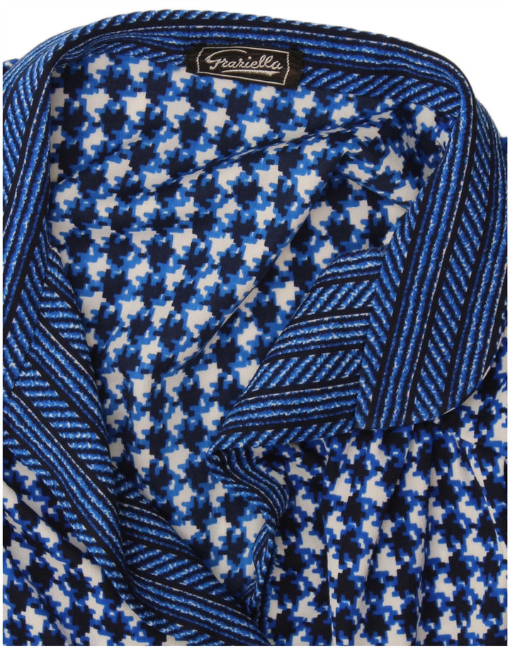 Vintage γυναικεία μπλούζα τοπ UK 10 Small Navy Blue Houndstooth