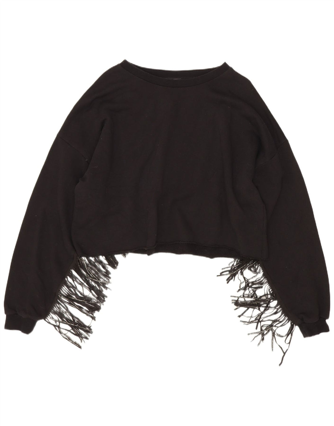 Γυναικεία φούτερ Zara Crop Oversized Jumper UK 14 Medium Black Cotton