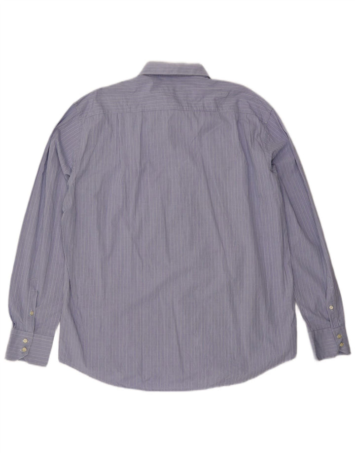 BALMAIN Mens Shirt Size 18 45 2XL Blue Striped Cotton