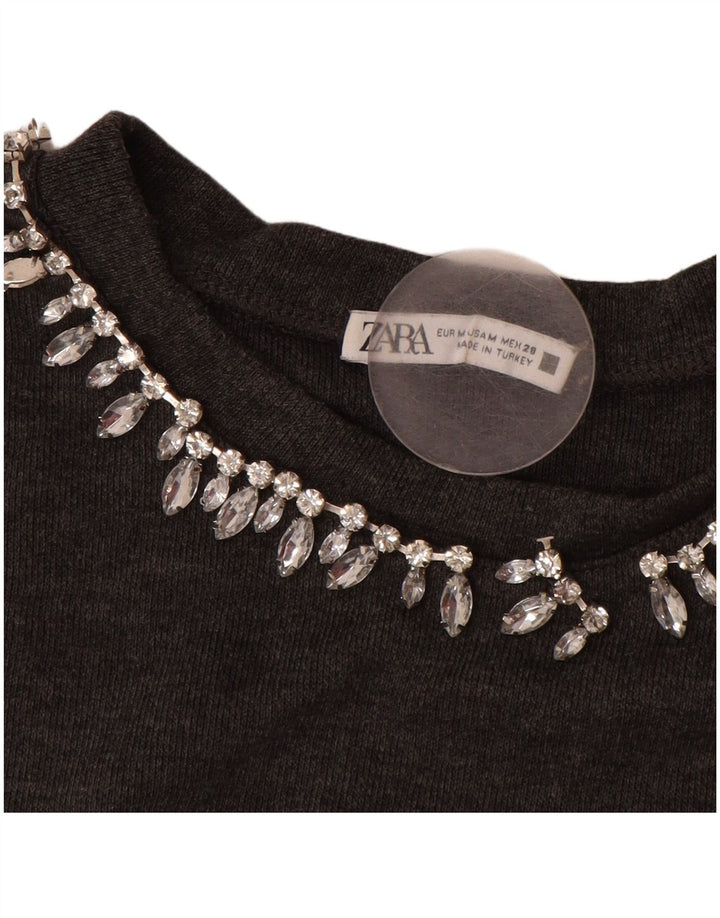 ZARA Γυναικείο πουλόβερ 3/4 με μανίκια με λαιμόκαυμα UK 14 Medium Grey