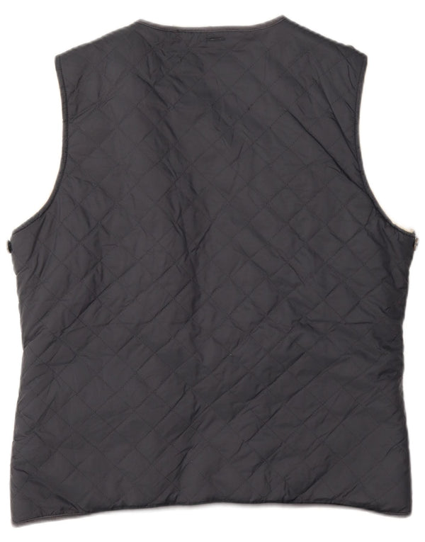 Jack Wills Womens Sherpa Open Quilted Gilet UK 14 Large Grey Cotton