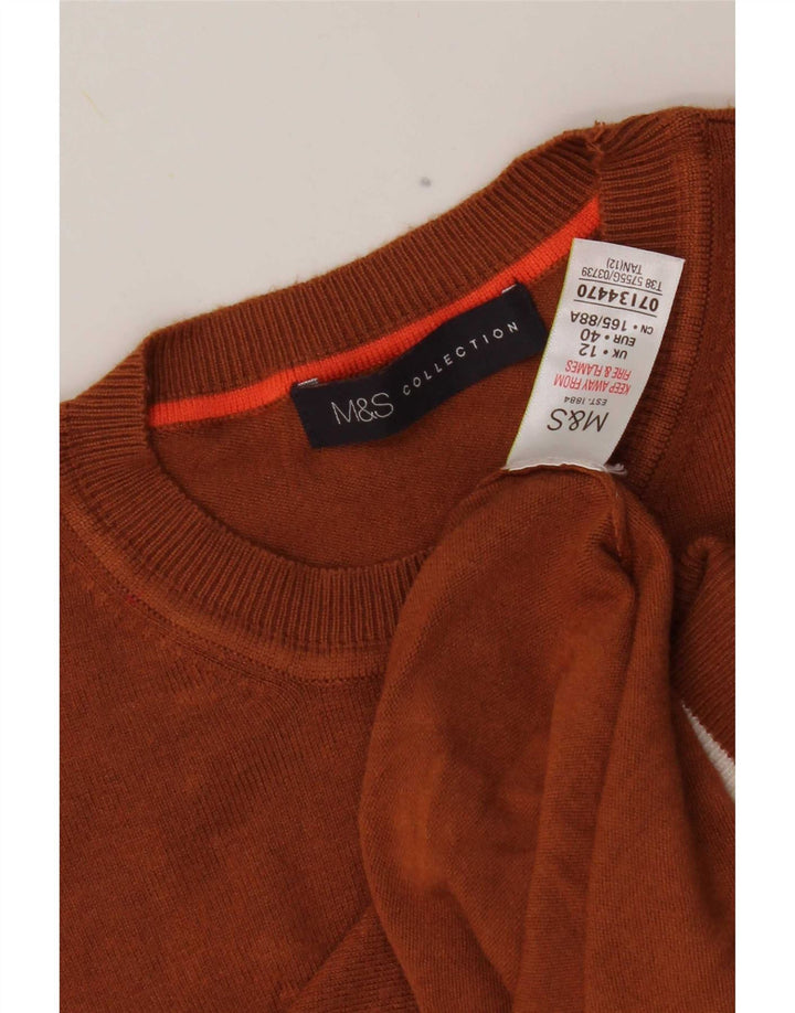 Marks & Spencer Γυναικείο πουλόβερ με λαιμόκοψη UK 12 Medium Brown