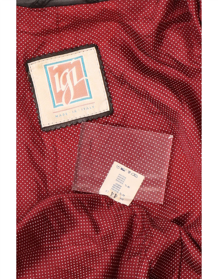 Vintage Γυναικείο Δερμάτινο Μπουφάν IT 44 Μεσαίο Μαύρο