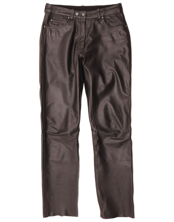 Γυναικείο ίσιο δερμάτινο παντελόνι POLO IT 44 Medium W30 L33 μαύρο δέρμα