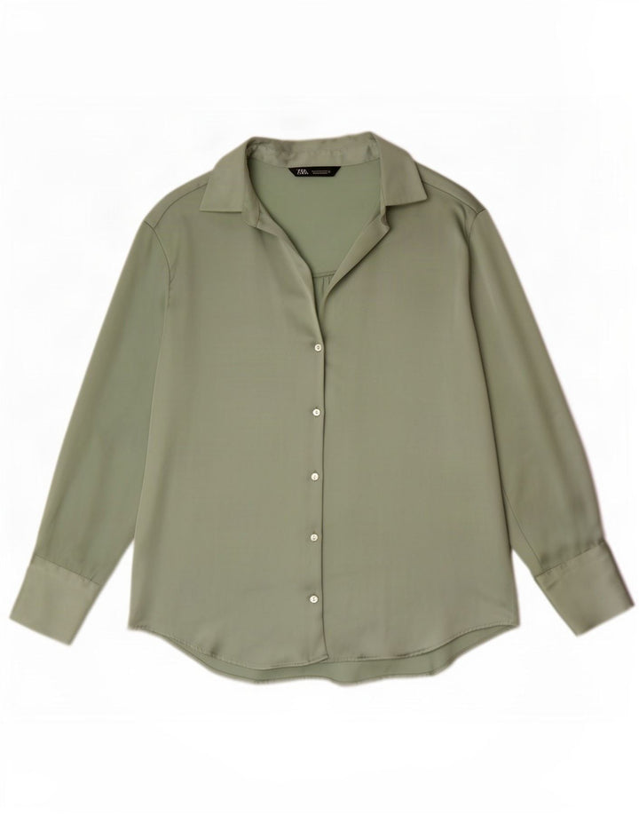 Zara Γυναικείο πουκάμισο Μπλούζα UK 14 Medium Green