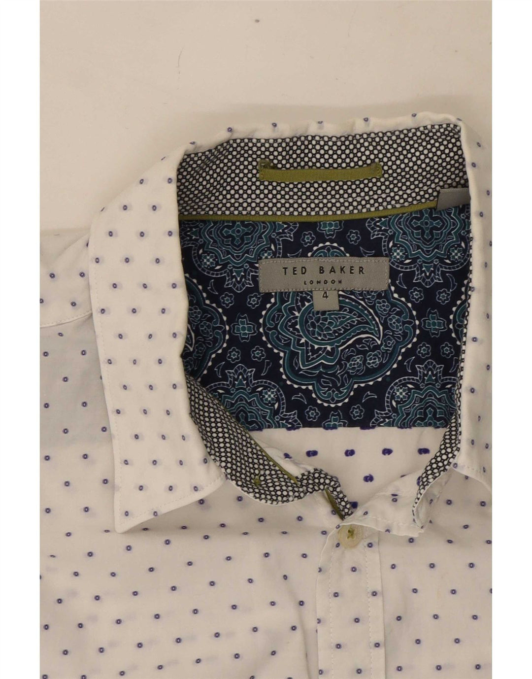 Ανδρικό πουκάμισο Ted Baker Νούμερο 4 Μεγάλο βαμβακερό λευκό με στίγματα