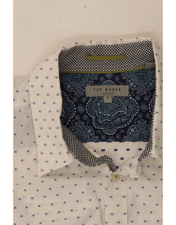 Ανδρικό πουκάμισο Ted Baker Νούμερο 4 Μεγάλο βαμβακερό λευκό με στίγματα