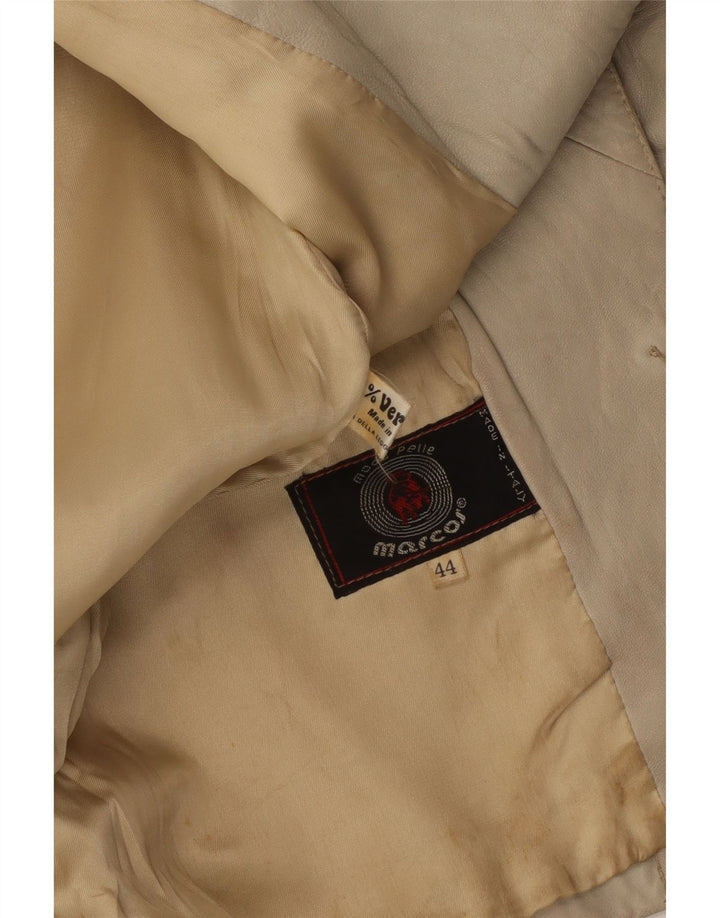 Marcos Γυναικείο Δερμάτινο Μπουφάν με 2 Κουμπιά Μπλέιζερ IT 44 Δερμάτινο Μεσαίο Μπεζ