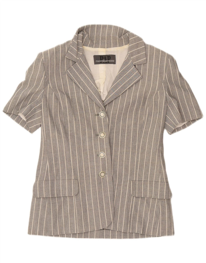 Roccobarocco Γυναικείο σακάκι με 4 κουμπιά σακάκι UK 10 Small Grey Pinstripe