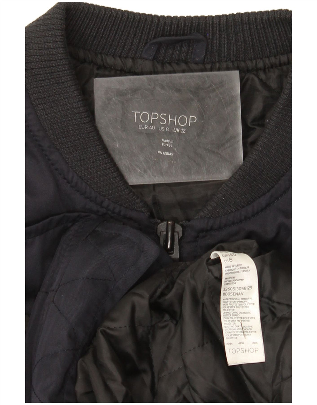 Topshop Γυναικείο Bomber Jacket UK 12 Medium Navy Blue Polyester