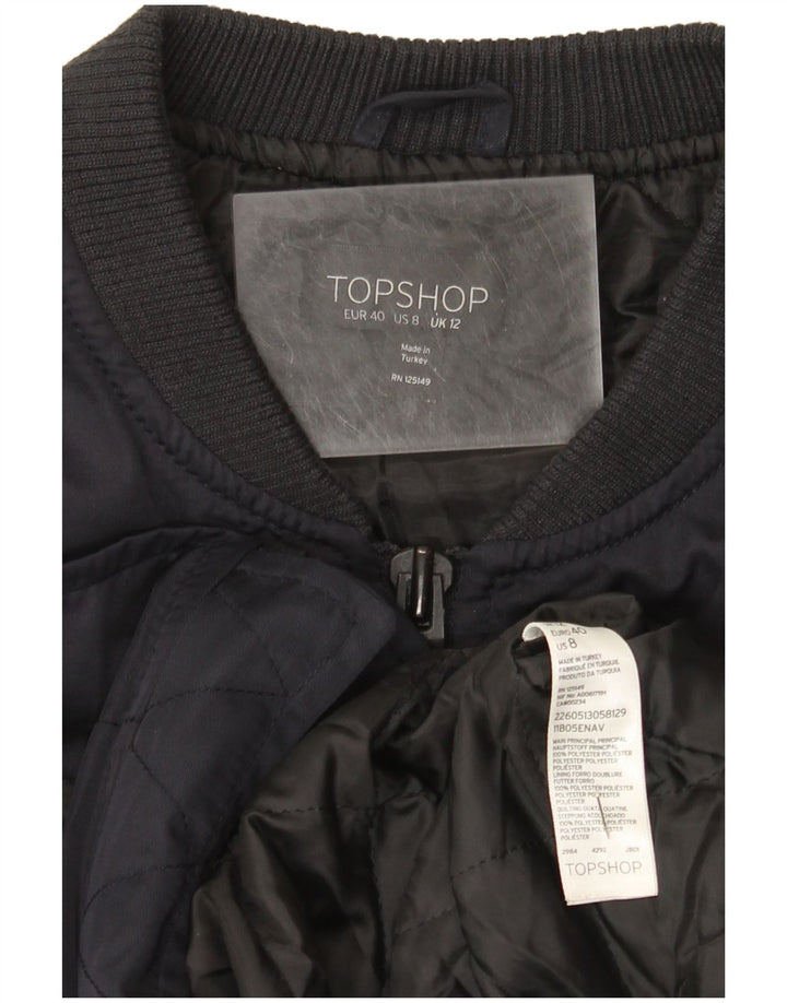 Topshop Γυναικείο Bomber Jacket UK 12 Medium Navy Blue Polyester