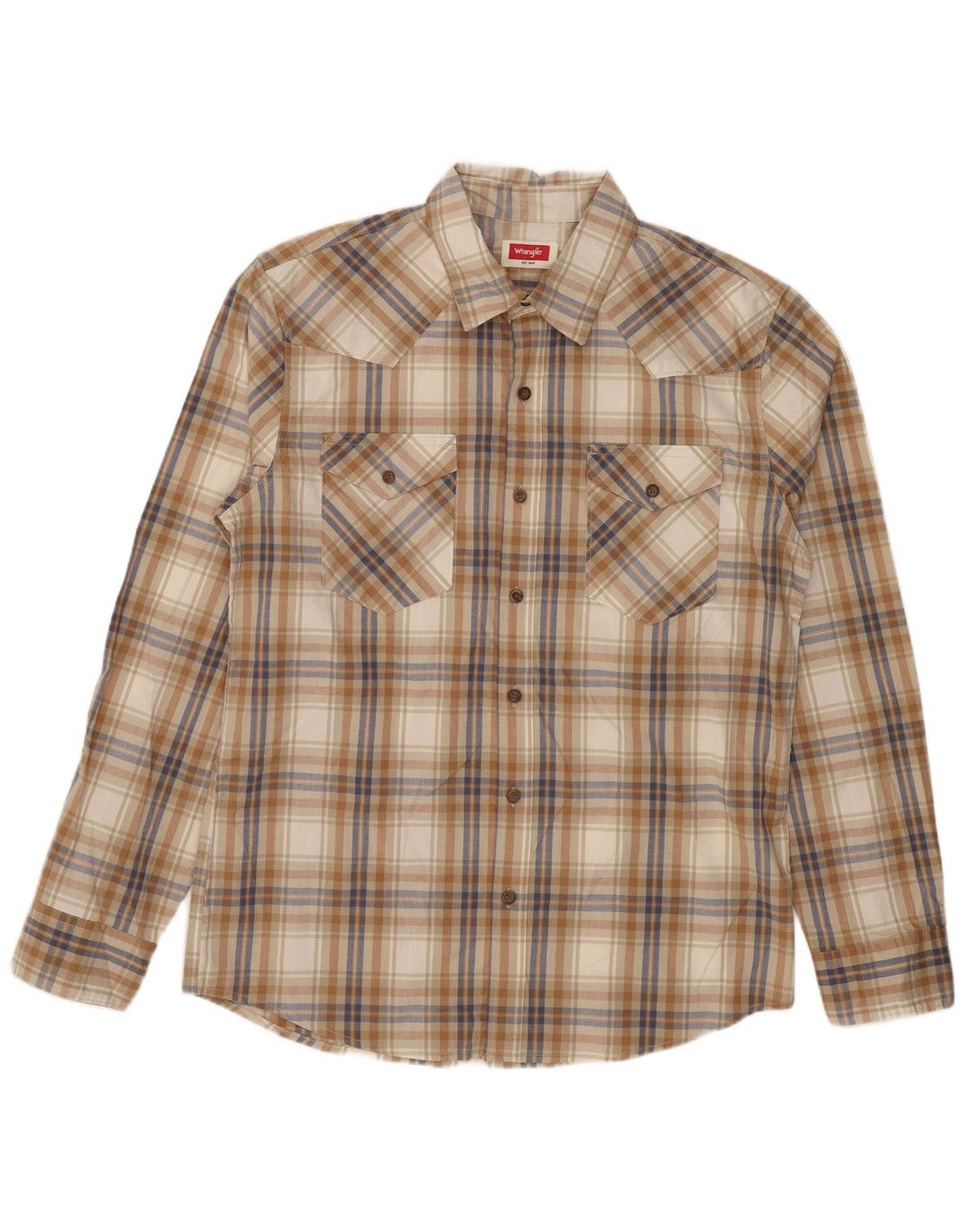 Ανδρικό πουκάμισο Wrangler, μεσαίο καφέ βαμβακερό