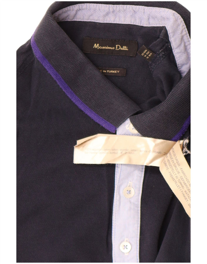 MASSIMO DUTTI Ανδρικό μπλουζάκι πόλο XL Navy Blue βαμβακερό