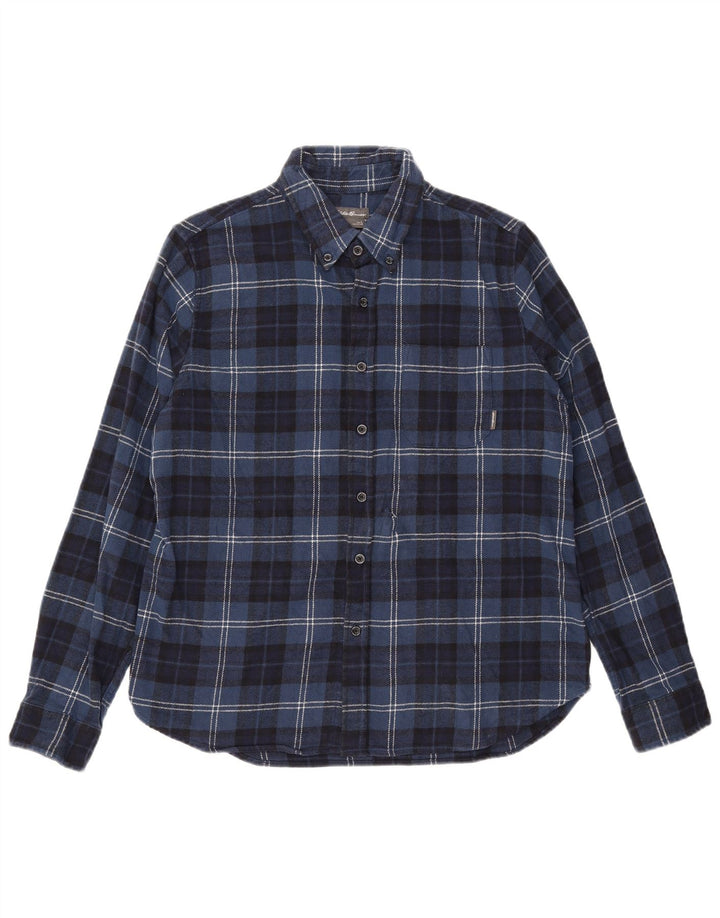 Eddie Bauer Ανδρικό φανελένιο πουκάμισο μεγάλο μπλε ναυτικό καρό βαμβακερό