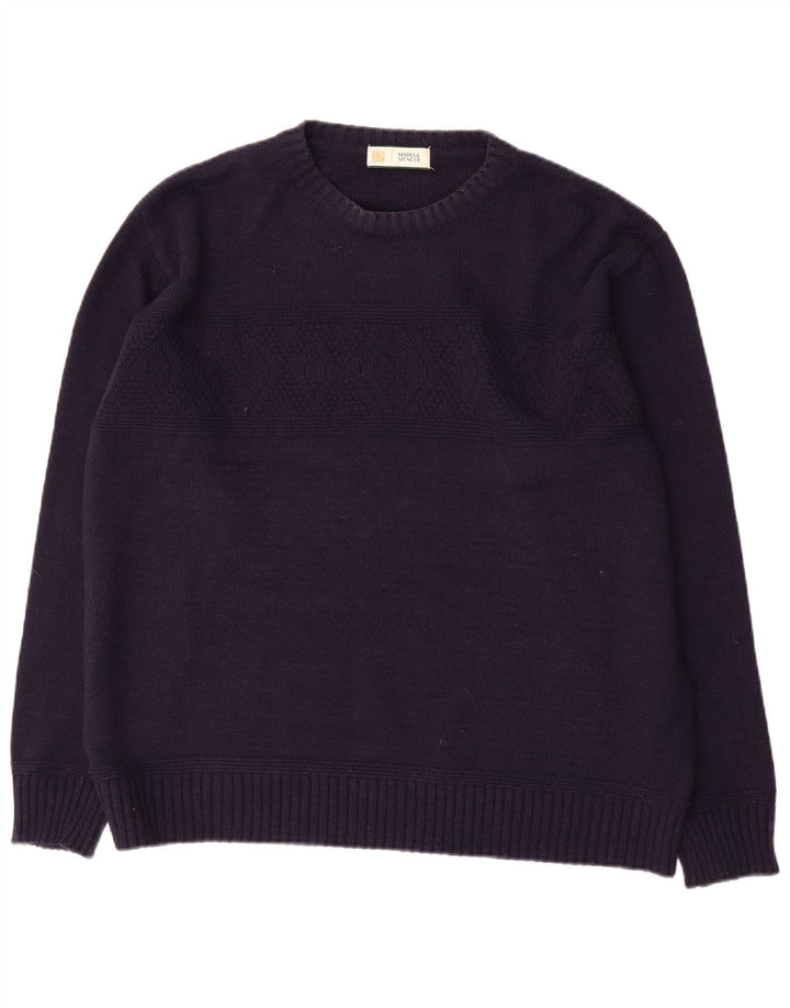 Ανδρικό πουλόβερ Marks & Spencer Boat Neck Jumper Large Navy Blue Acrylic