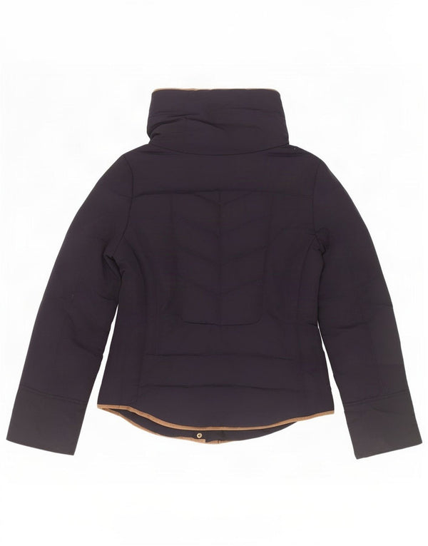 Zara Womens Hooded Padded Jacket UK 10 Small Navy Blue Polyester