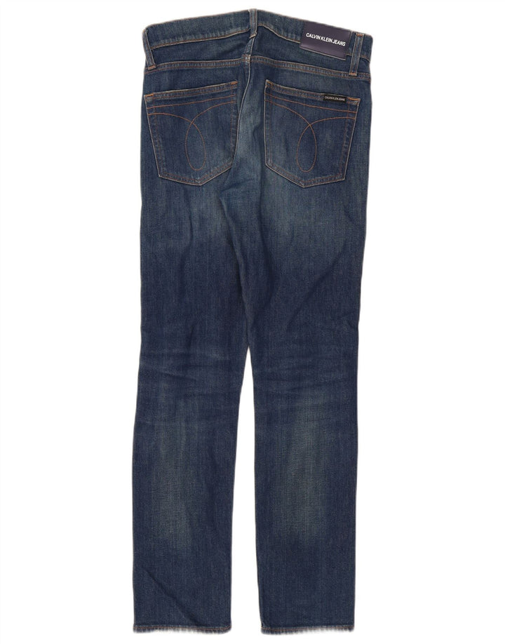 Calvin Klein Womens Distressed Slim Jeans W28 L30 Blue Cotton