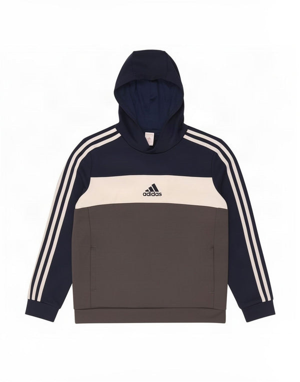 Adidas Boys Aeroready Hoodie Jumper 11-12 Years Navy Blue Colorblock