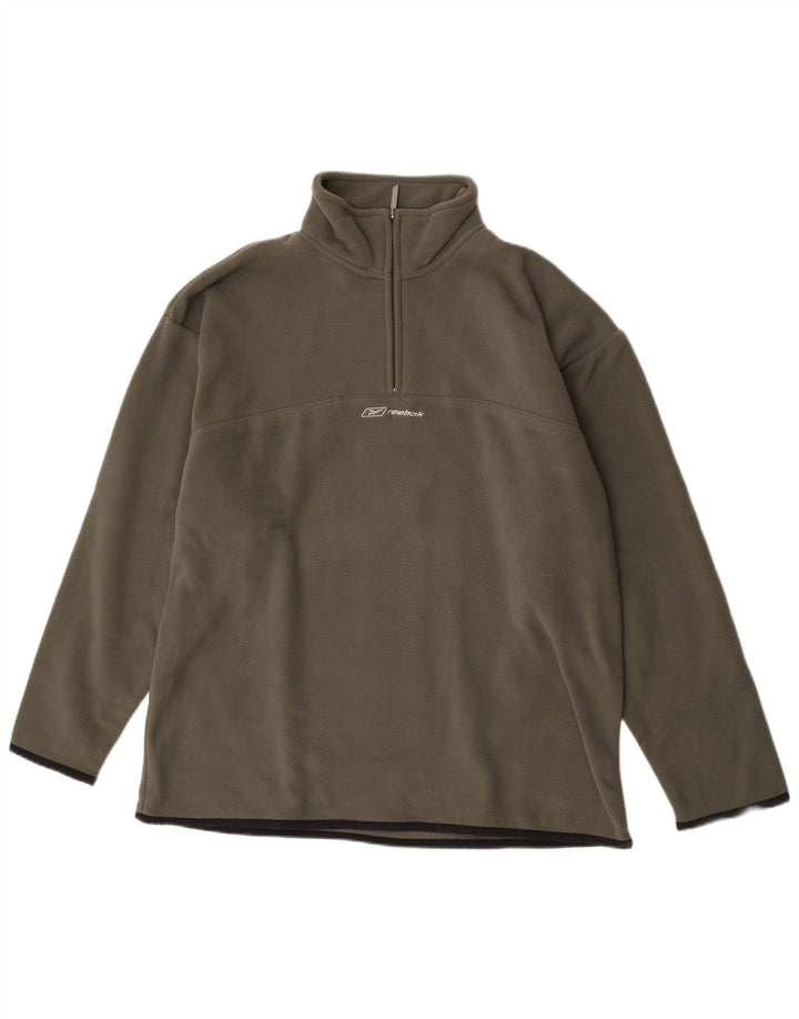 Reebok Ανδρικό φερμουάρ Fleece Jumper Μεγάλο Χακί Πολυεστέρας