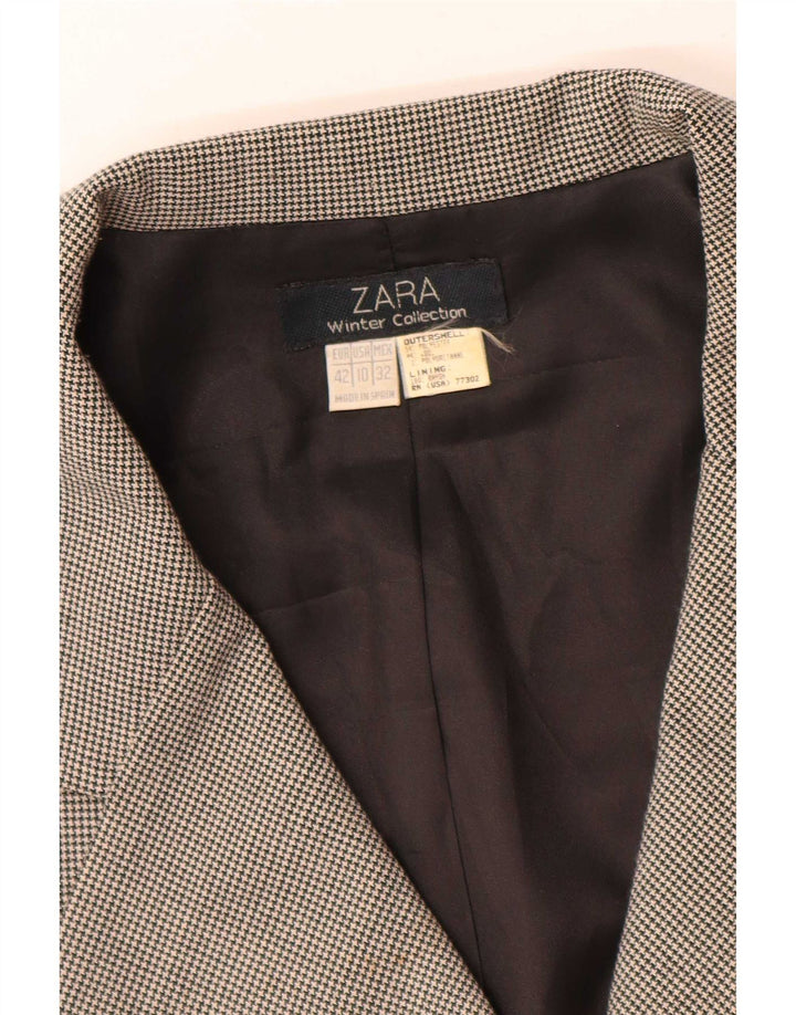 Zara Γυναικείο μπουφάν μπλέιζερ με 4 κουμπιά EU 42 Μεγάλο γκρι πολυεστέρας Houndstooth