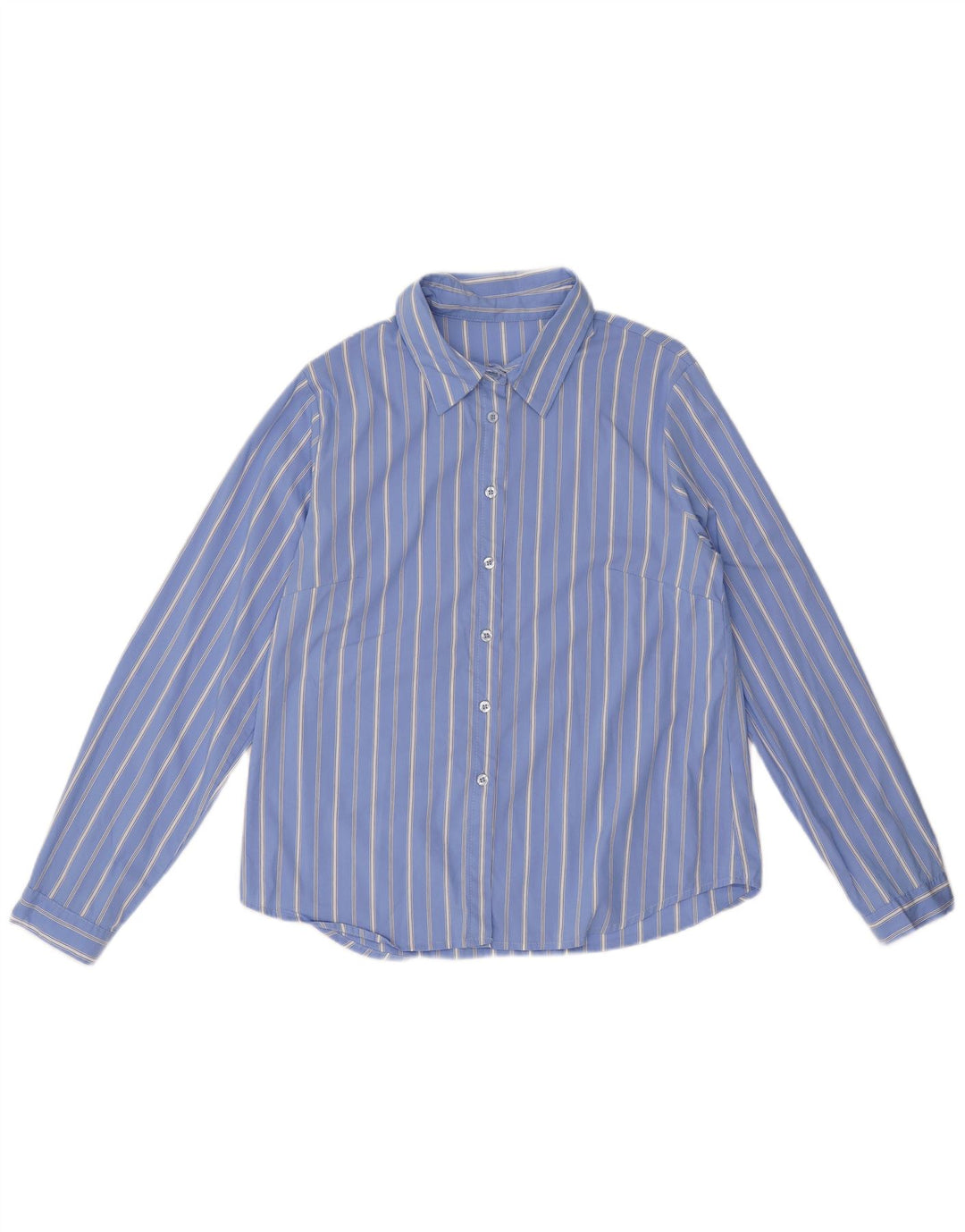 Vintage γυναικείο πουκάμισο UK 18 XL μπλε ριγέ βαμβακερό