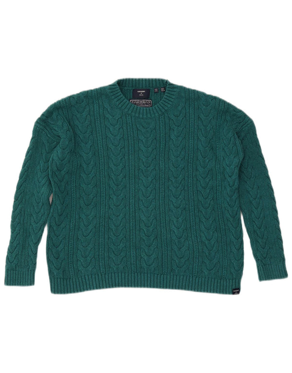 Γυναικείο πουλόβερ SUPERDRY Crop Oversized Crew Neck Jumper UK 8 Small Green