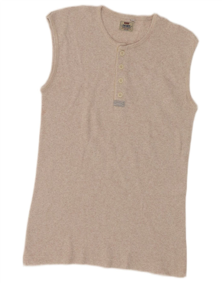 Γυναικείο γιλέκο Levi's Top UK 14 Large Beige Flecked Cotton