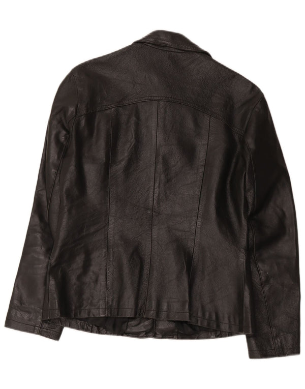 Vintage Γυναικείο Δερμάτινο Μπουφάν UK 12 Medium Μαύρο