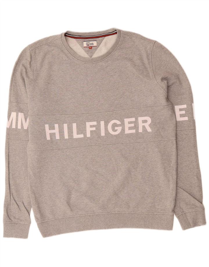 TOMMY HILFIGER Ανδρικό γραφικό φούτερ Jumper XL Γκρι βαμβακερό