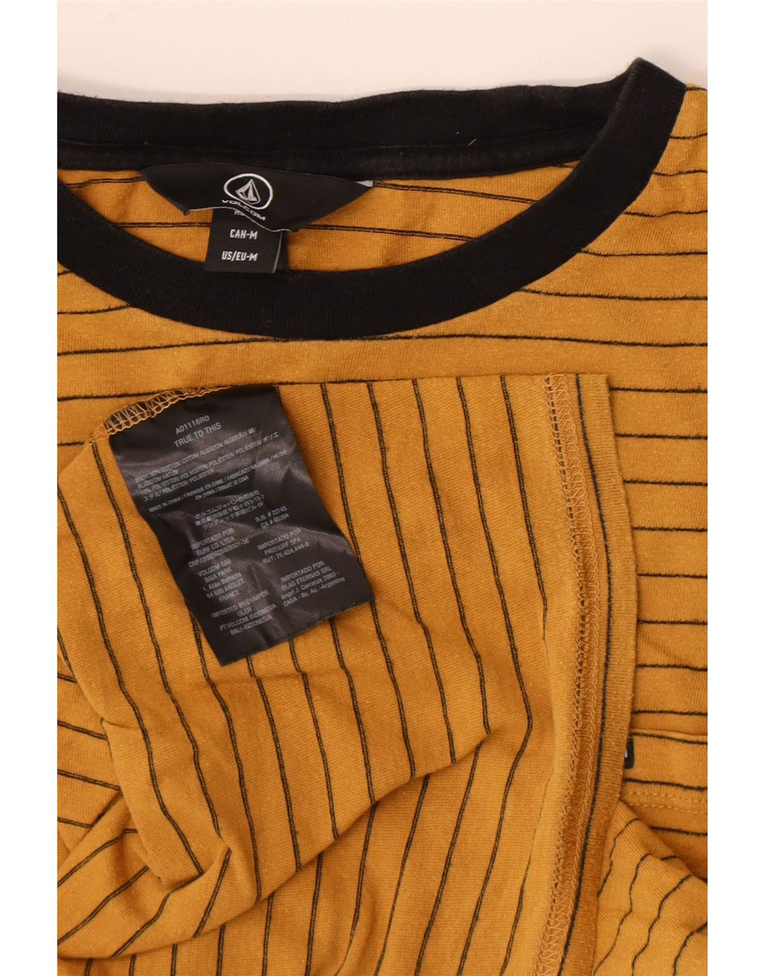 Ανδρικό T-Shirt Volcom Top Βαμβακερό μεσαίο κίτρινο ριγέ