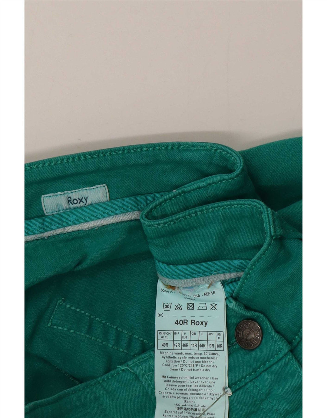 Roxy Womens Slim Jeans UK 14 Large W30 L30 Green Cotton