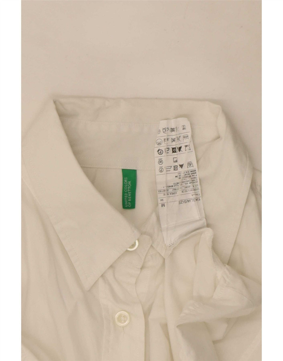 Γυναικείο πουκάμισο Benetton UK 14 Μεσαίο λευκό βαμβακερό