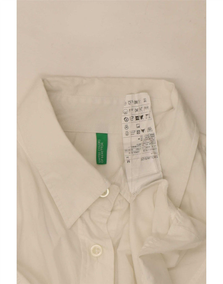 Γυναικείο πουκάμισο Benetton UK 14 Μεσαίο λευκό βαμβακερό