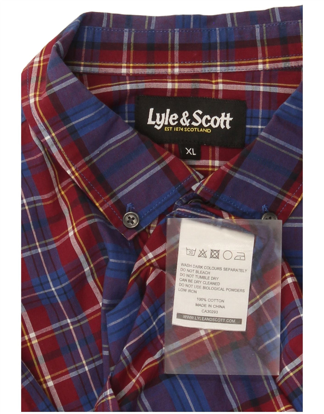 Ανδρικό πουκάμισο Lyle & Scott XL Blue Check Cotton