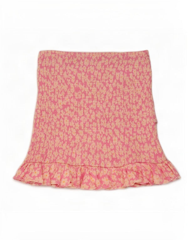 Zara Γυναικεία Mini Ruffle Φούστα Small W26 Pink Floral