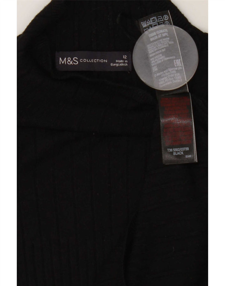 Marks & Spencer Γυναικείο πουλόβερ με ρολό λαιμόκοψη UK 12 μεσαία μαύρη βισκόζη