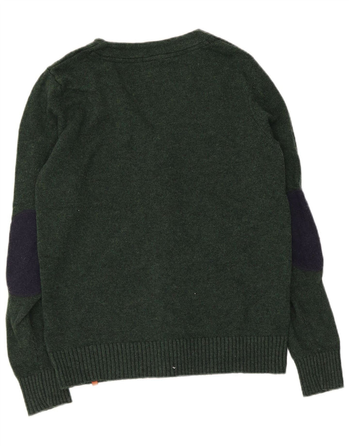 Ανδρικό πουλόβερ ζακέτα Jack & Jones με μεσαίο πράσινο μαλλί αρνιού