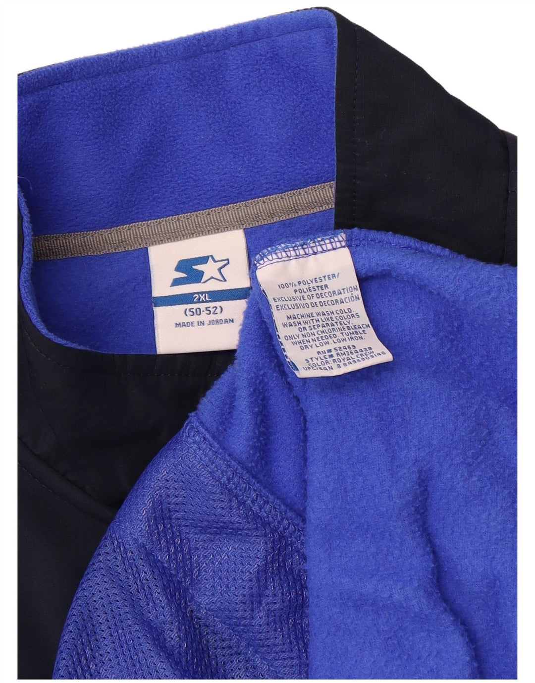 STARTER Mens Fleece Jacket UK 50/52 2XL Navy Blue Colourblock Polyester