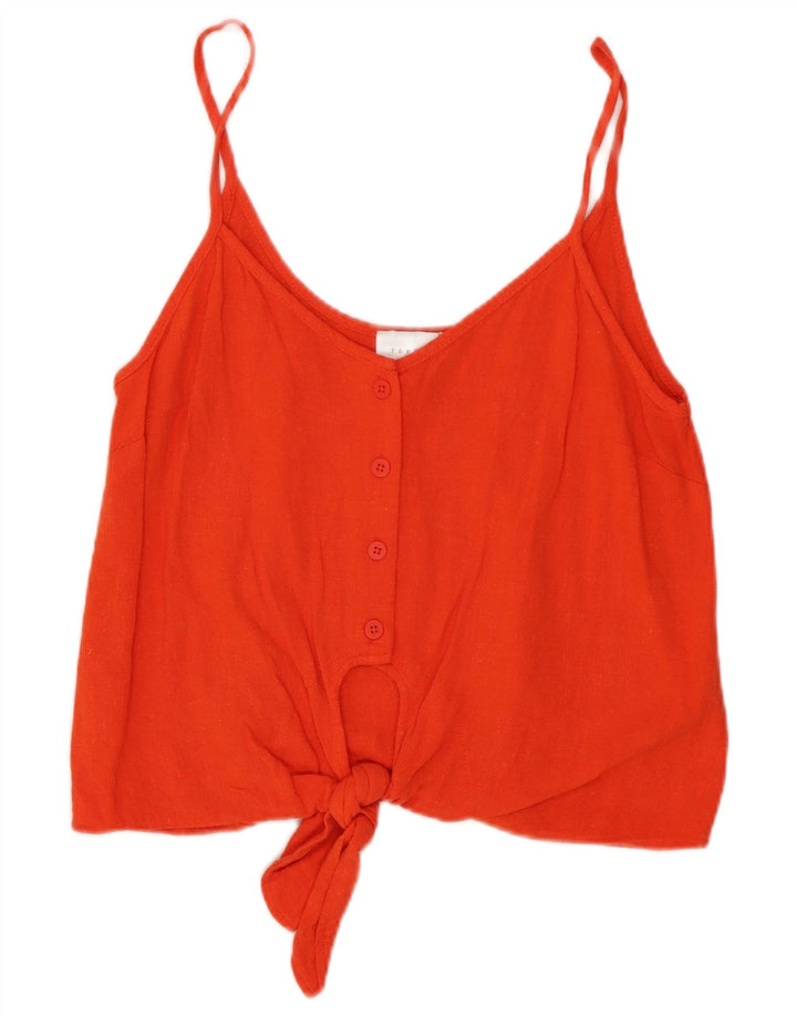 Topshop Γυναικεία Crop Μπροστινή Γραβάτα Cami Top UK 8 Μικρή κόκκινη βισκόζη