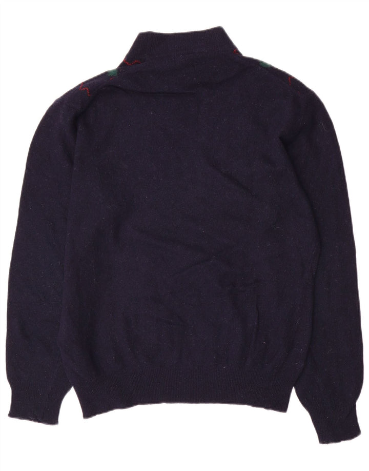 Vintage ανδρικό πουλόβερ με λαιμόκοψη με λαιμόκοψη μεσαίου μήκους Navy μπλε Argyle/Diamond