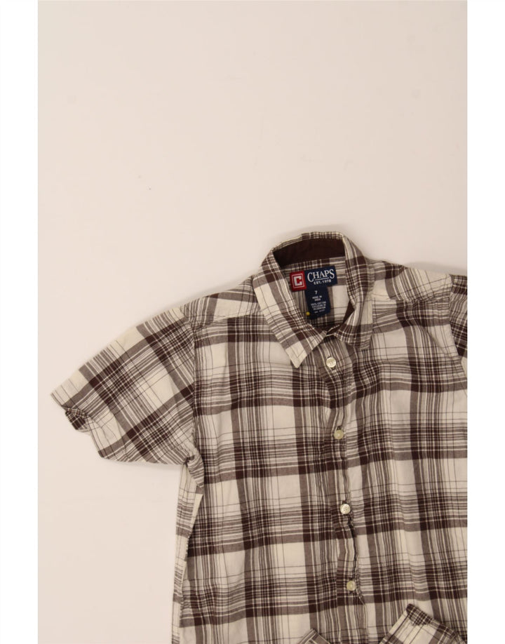 CHAPS Boys Short Sleeve Shirt 6-7 Years Brown Check Cotton Vintage Chaps and Second-Hand Chaps from Messina Hembry 