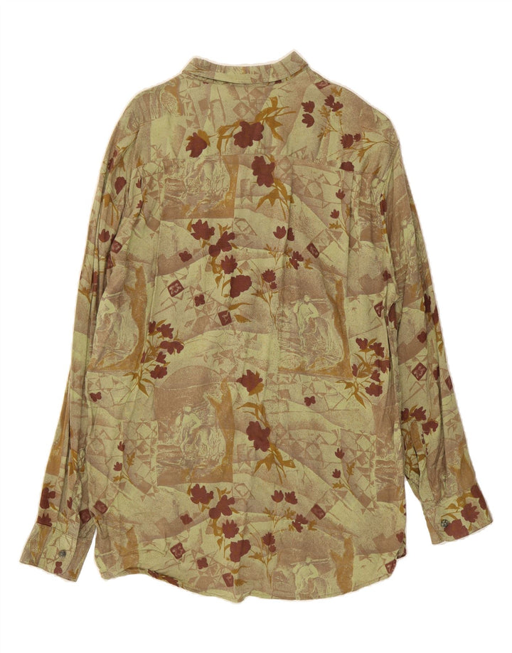 TED LAPIDUS Mens Shirt Medium Green Floral Viscose Vintage Ted Lapidus and Second-Hand Ted Lapidus from Messina Hembry 
