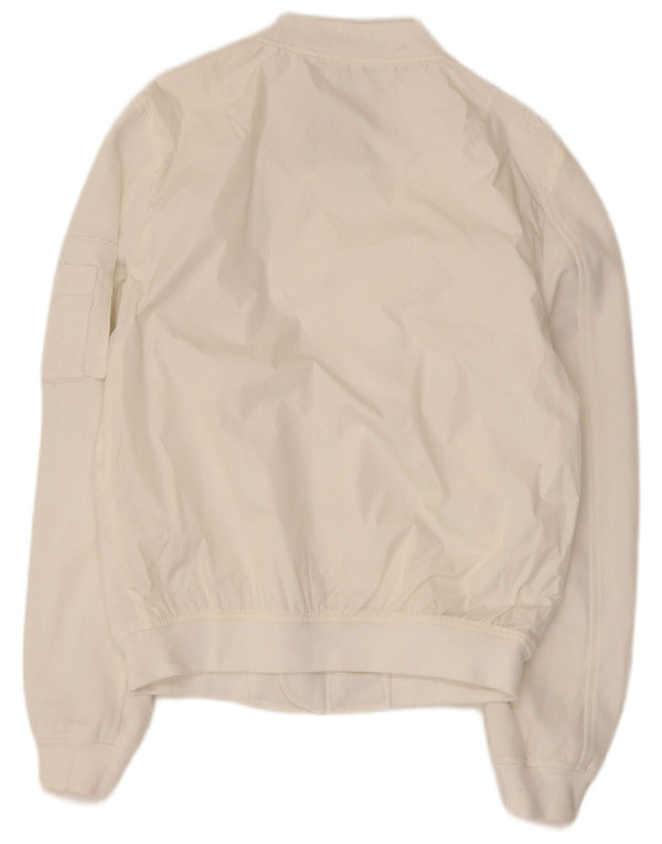 Zara Mens Bomber Jacket UK 38 Medium White Nylon
