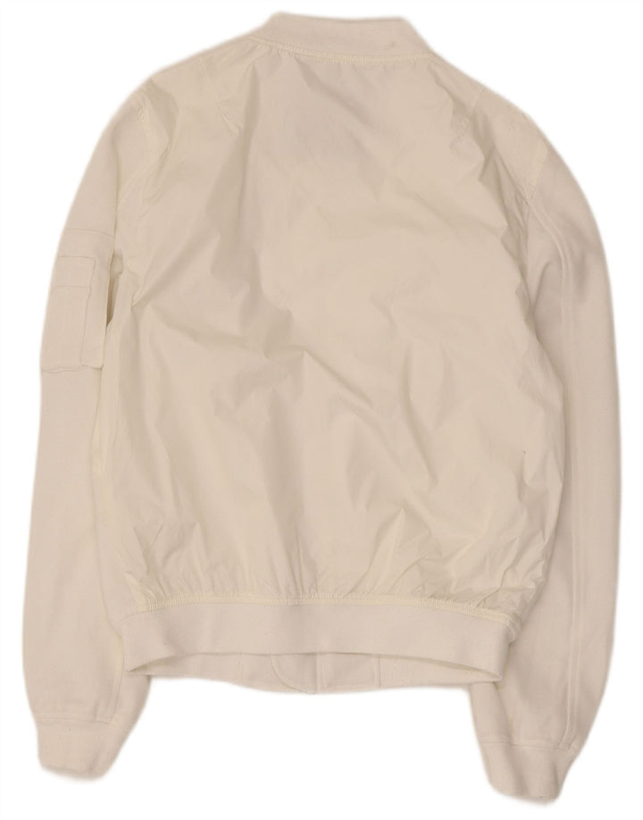 Zara Mens Bomber Jacket UK 38 Medium White Nylon