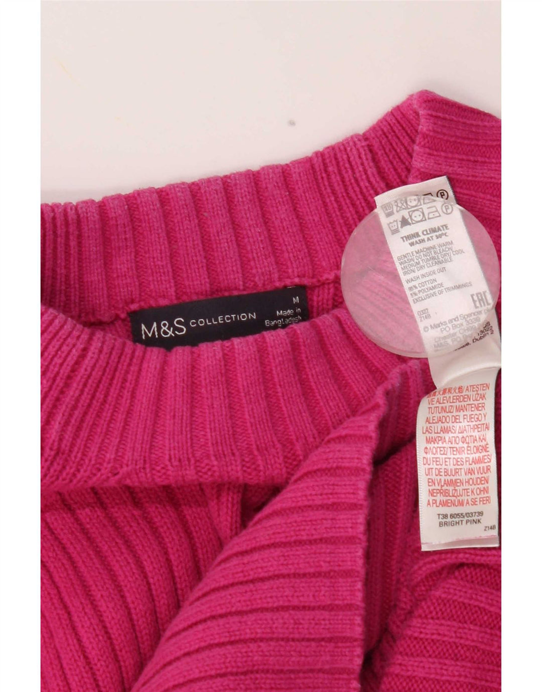 Marks & Spencer Γυναικείο πουλόβερ με λαιμό χελώνα UK 14 Μεσαίο ροζ βαμβακερό