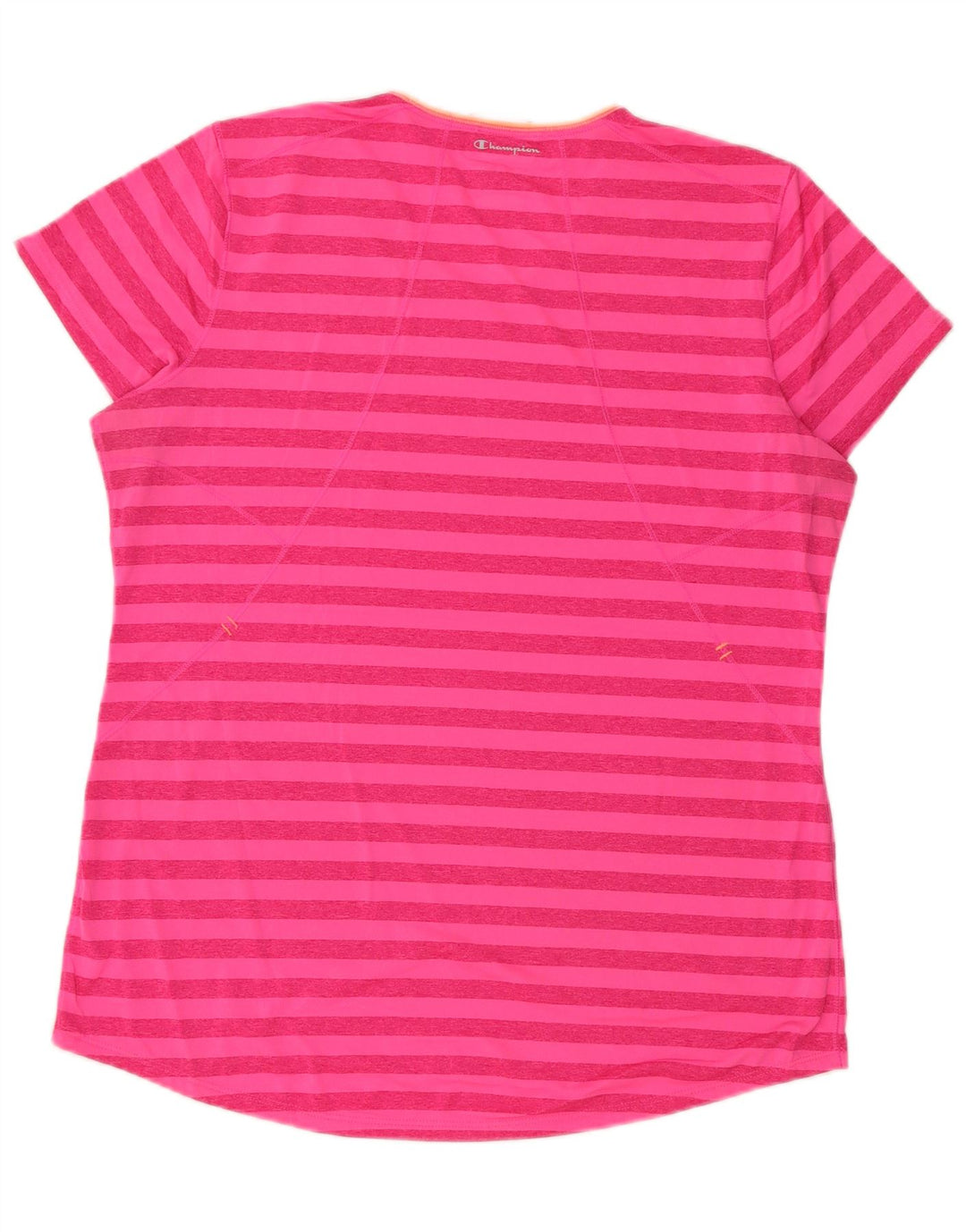 Champion γυναικείο T-shirt Top UK 16 μεγάλο ροζ ριγέ πολυεστέρα