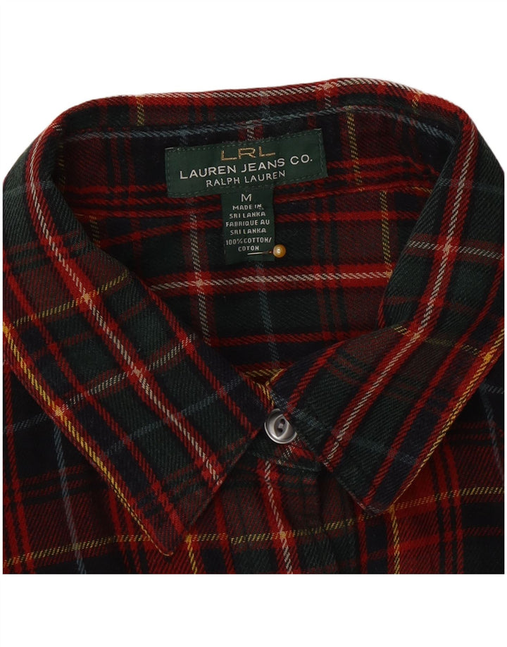 Ralph Lauren Γυναικείο φανελένιο πουκάμισο UK 14 Μεσαίο κόκκινο βαμβακερό καρό