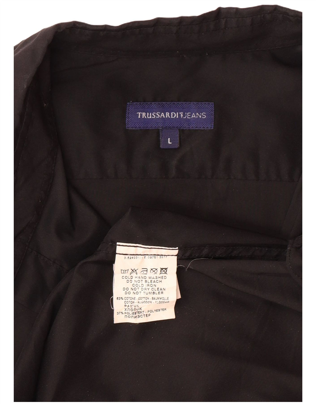TRUSSARDI JEANS Ανδρικό πουκάμισο μεγάλο μαύρο βαμβακερό