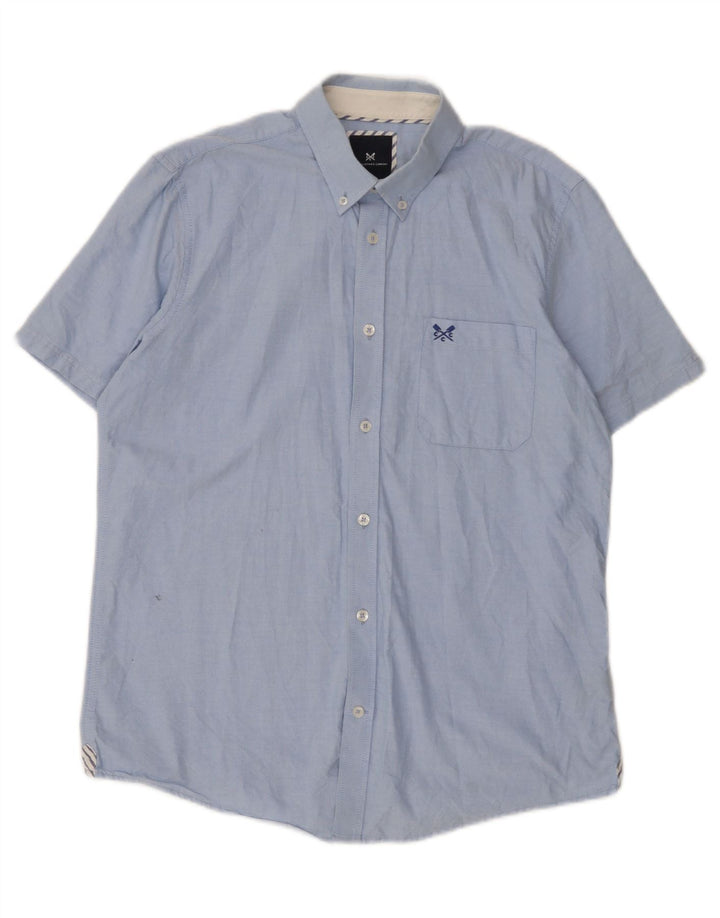 Ανδρικό κοντομάνικο πουκάμισο Crew Clothing, μεσαίο μπλε βαμβακερό